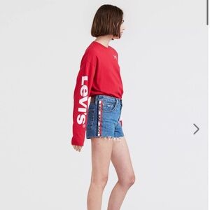 Levis 501 High Rise Blue Jean Shorts Size 30